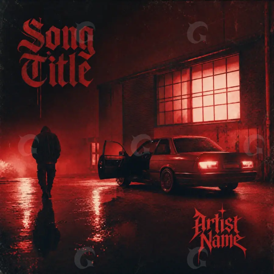 Premade cover art “Red Car”: car and building, red tones
