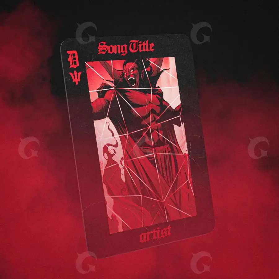 Premade cover art “Red Cards”: cards, red tones