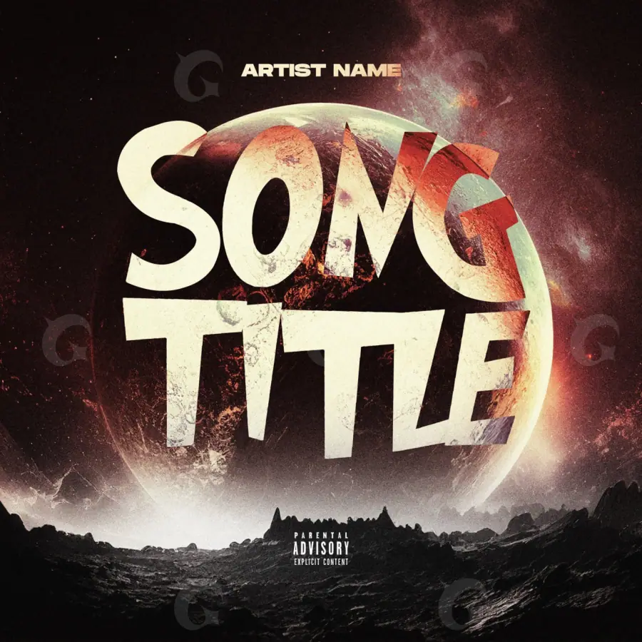 Music cover artwork “Red Circle”: circle and mountain, red tones