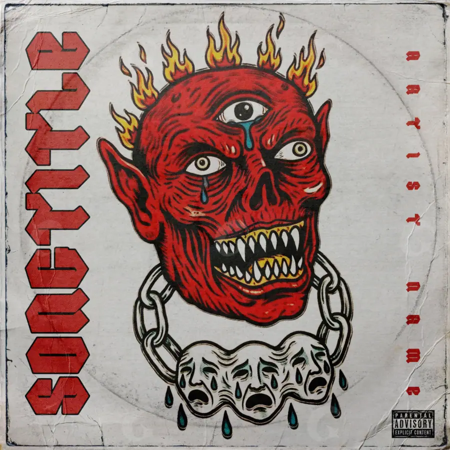 Album cover art “Red Demon”: demon and face, red tones