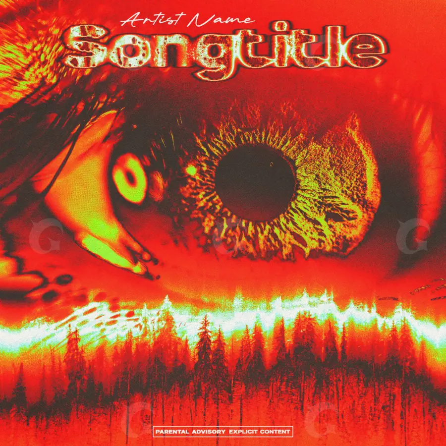 Portada para canción «Red Face»: rostro y ojos; color rojo