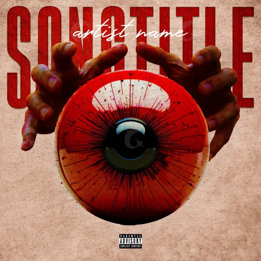 Premade cover art “Red Face”: face and eyes, red tones