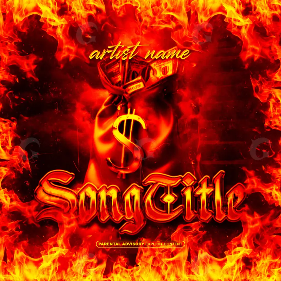Portada prediseñada «Red Fire»: fuego y dinero; color rojo