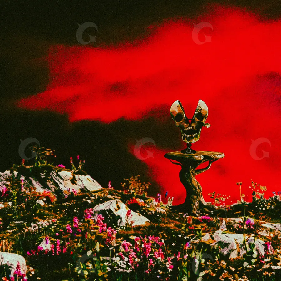 Готовая обложка для трека «Red Flower»: цветок; палитра — красная