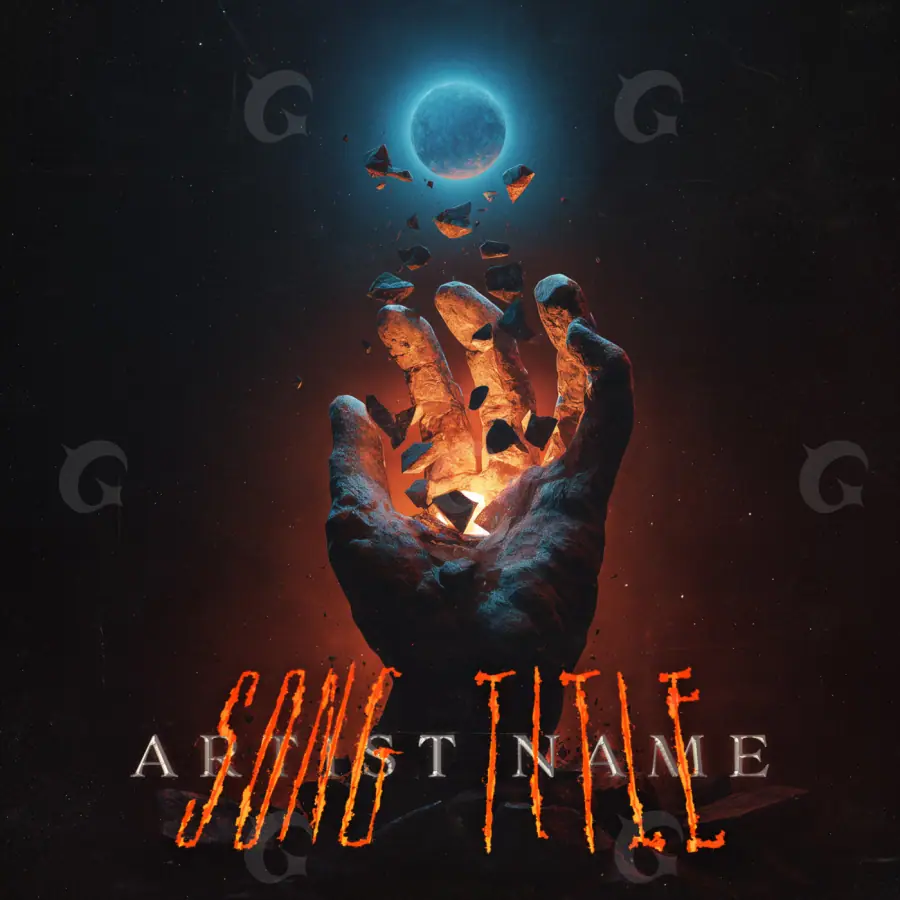 Music cover artwork “Red Hand”: hand and moon, red tones