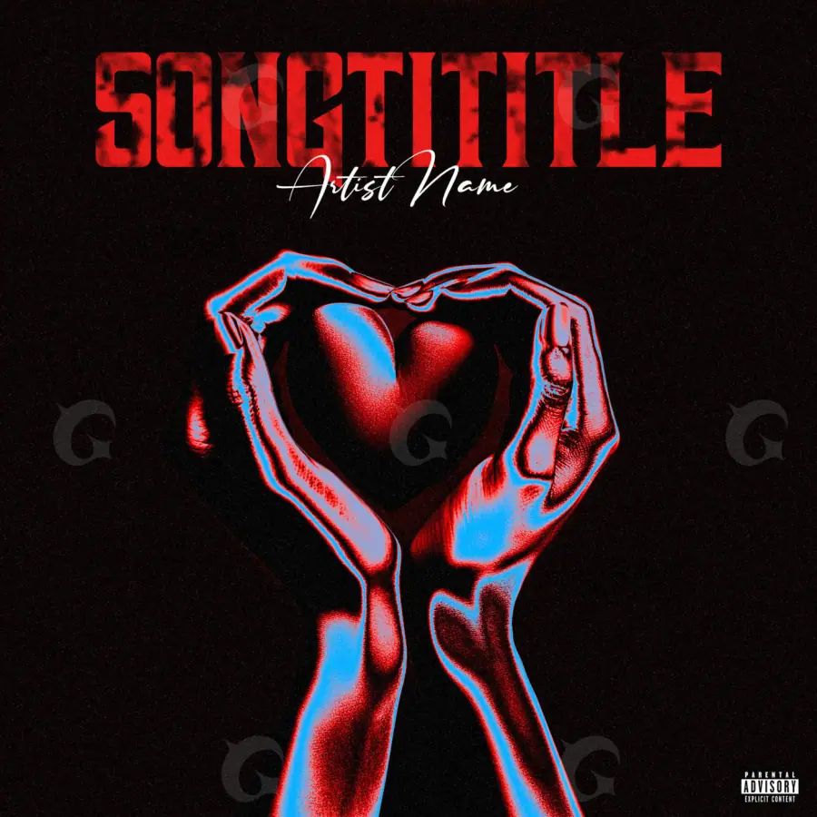 Portada prediseñada «Red Heart»: corazón y mano; color rojo