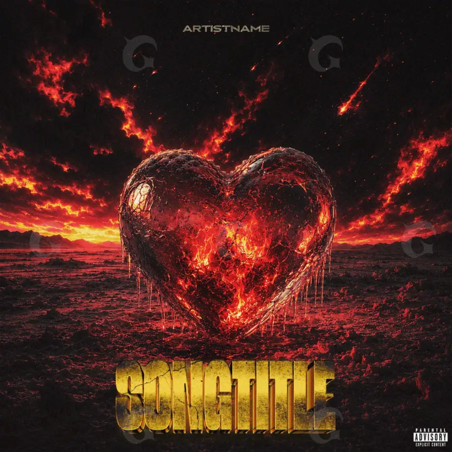 Music cover artwork “Red Heart”: heart and water, red tones