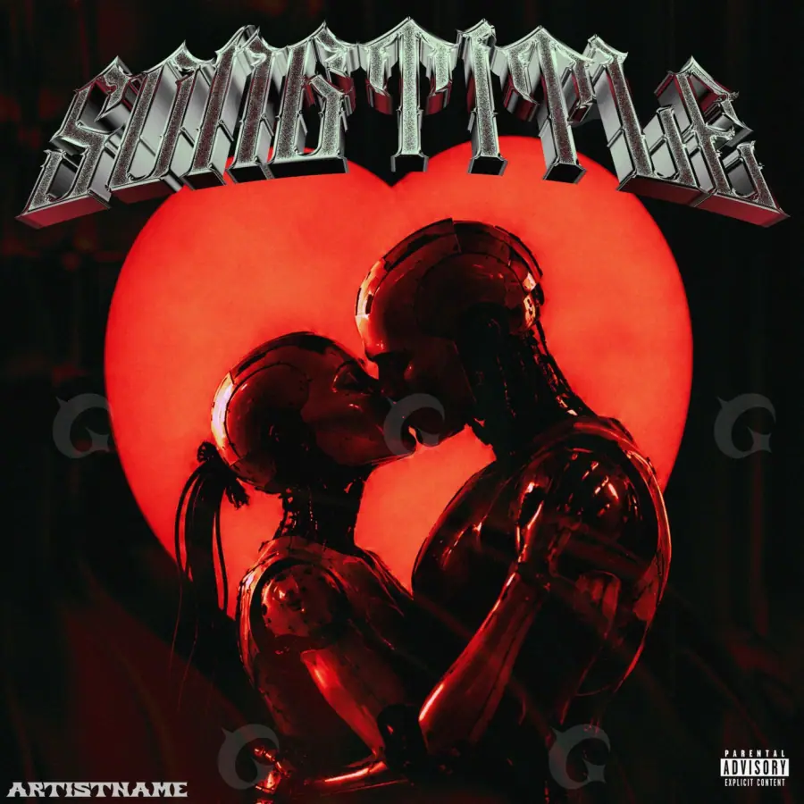 Album cover art “Red Heart”: heart and woman, red tones