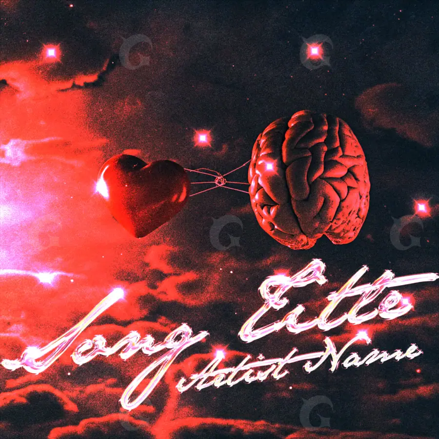 Premade cover art “Red Heart”: heart and star, red tones