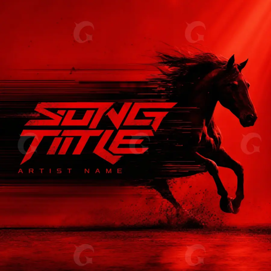 Обложка для альбома «Red Horse»: лошадь; палитра — красная
