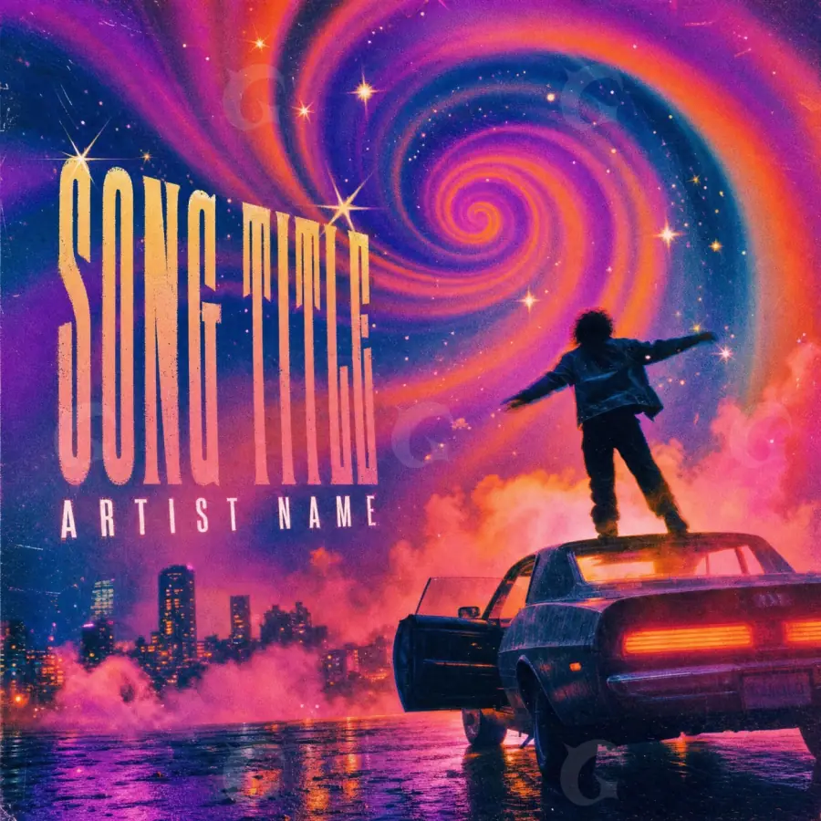 Music cover artwork “Red Man”: man and car, red tones