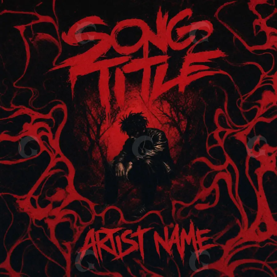 Portada para canción «Red Man»: hombre y árbol; color rojo