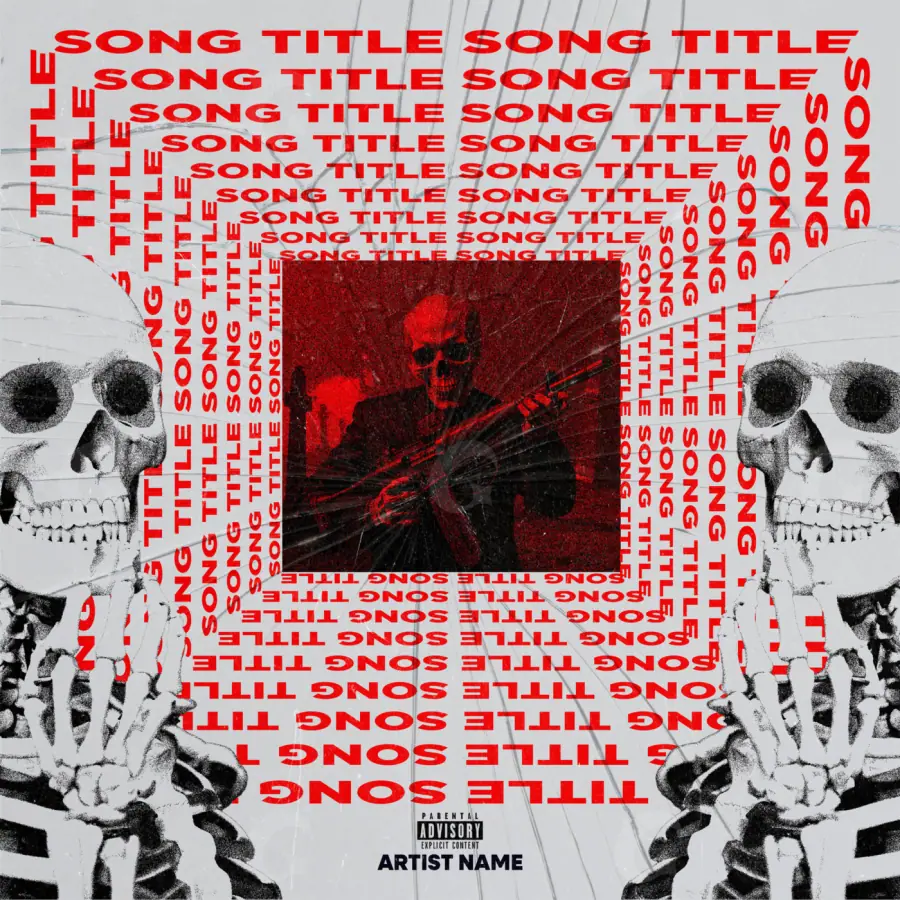 Music cover artwork “Red Man”: man and guitar, red tones
