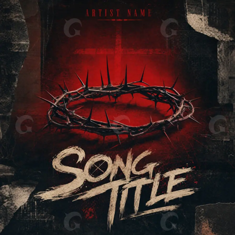 Premade cover art “Red Metal”: metal, red tones