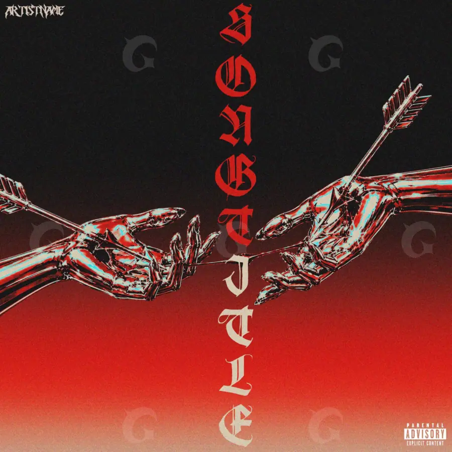Premade cover art “Red Metal”: metal, red tones