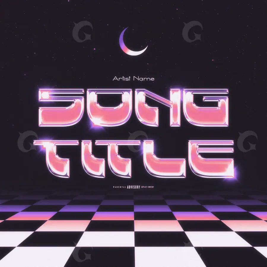 Album cover art “Red Moon”: moon and cube, red tones