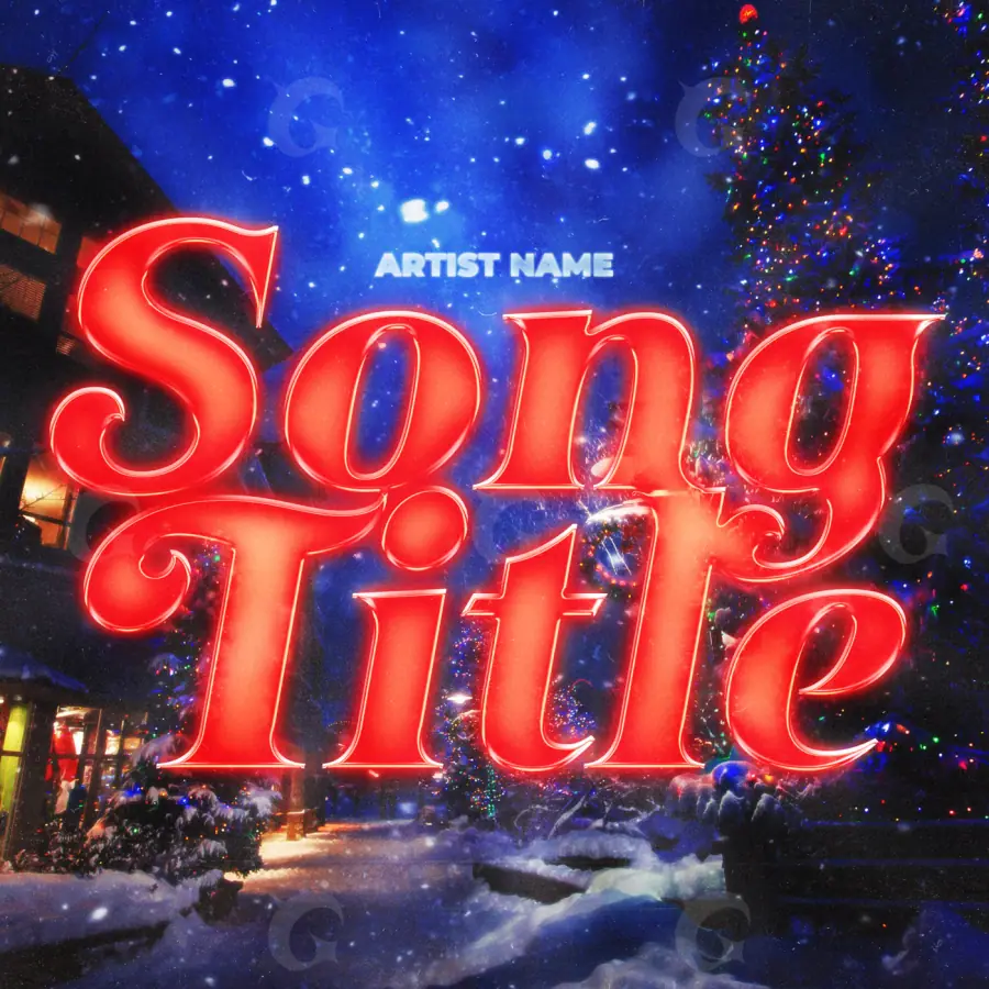 Album cover art “Red Neon”: neon and tree, red tones