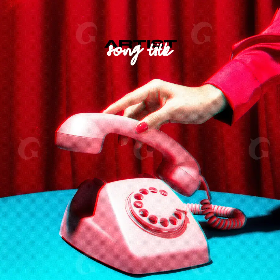 Готовая обложка для трека «Red Phone»: телефон; палитра — красная