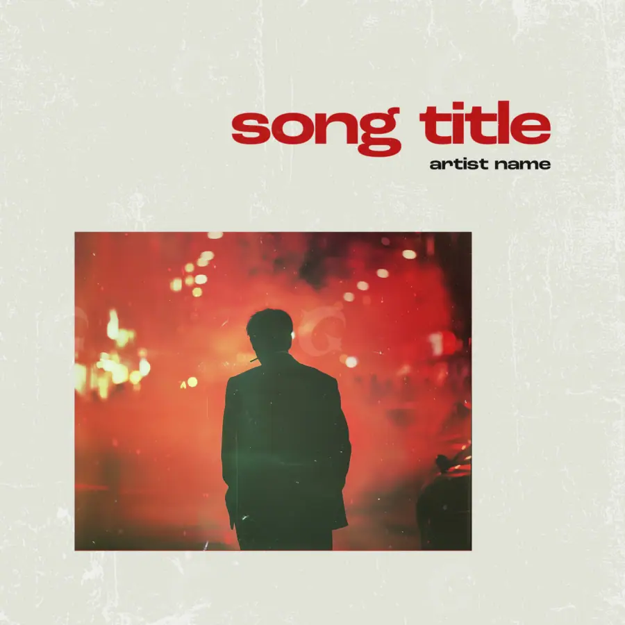 Portada para canción «Red Silhouette»: silueta y hombre; color rojo