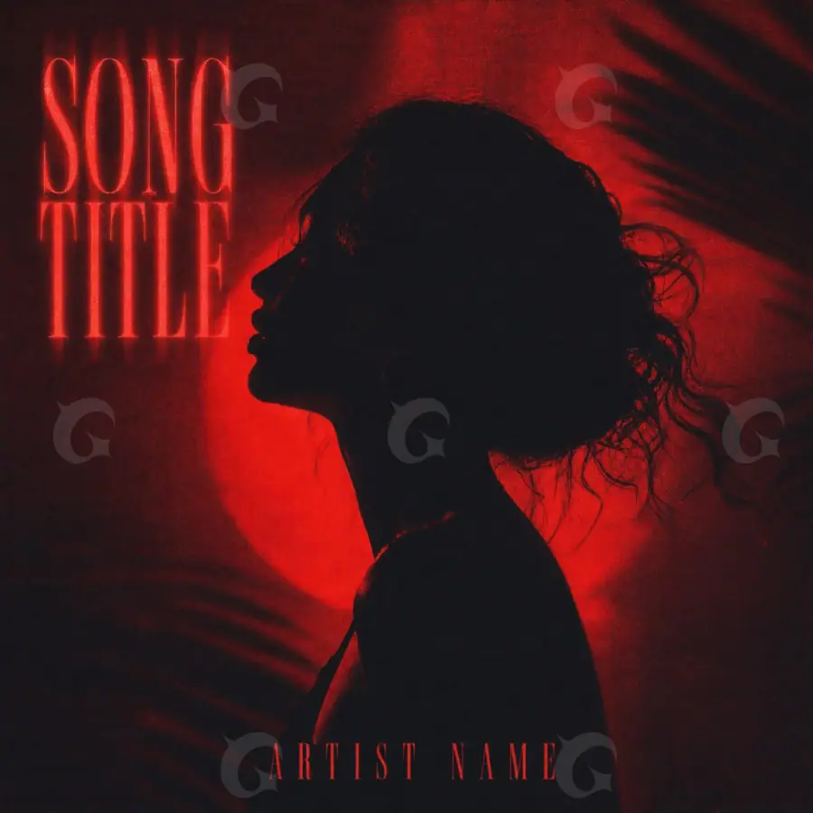 Album cover art “Red Silhouette”: silhouette and woman, red tones
