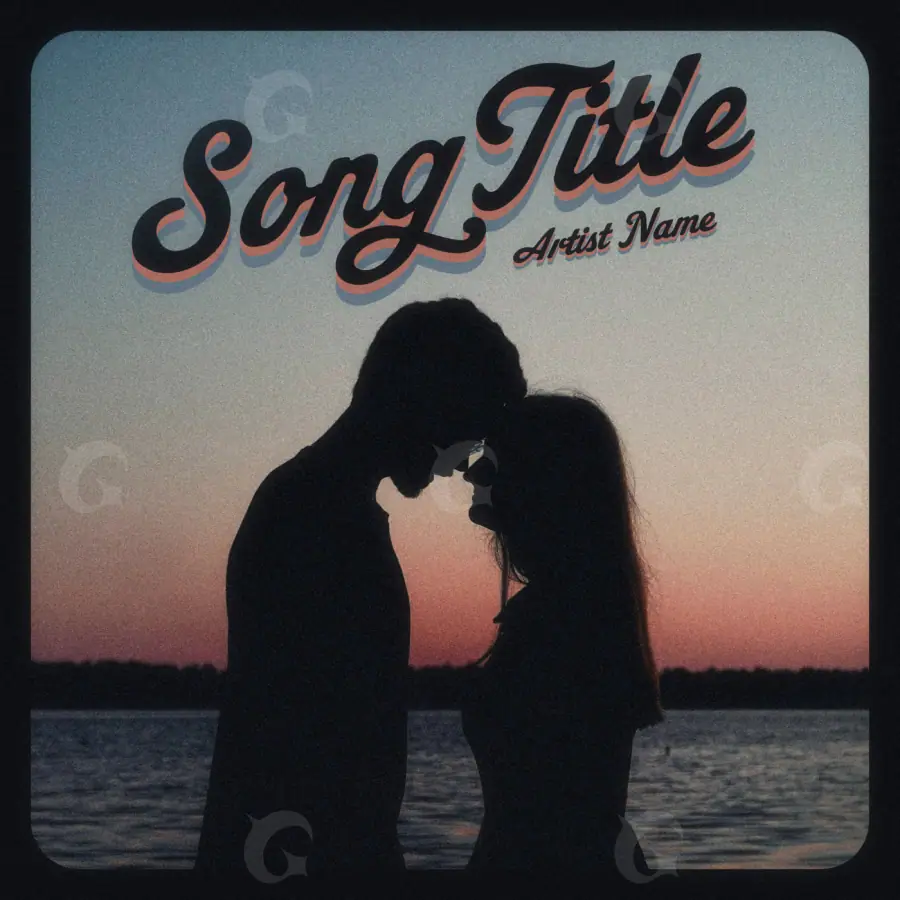 Music cover artwork “Red Silhouette”: silhouette and water, red tones