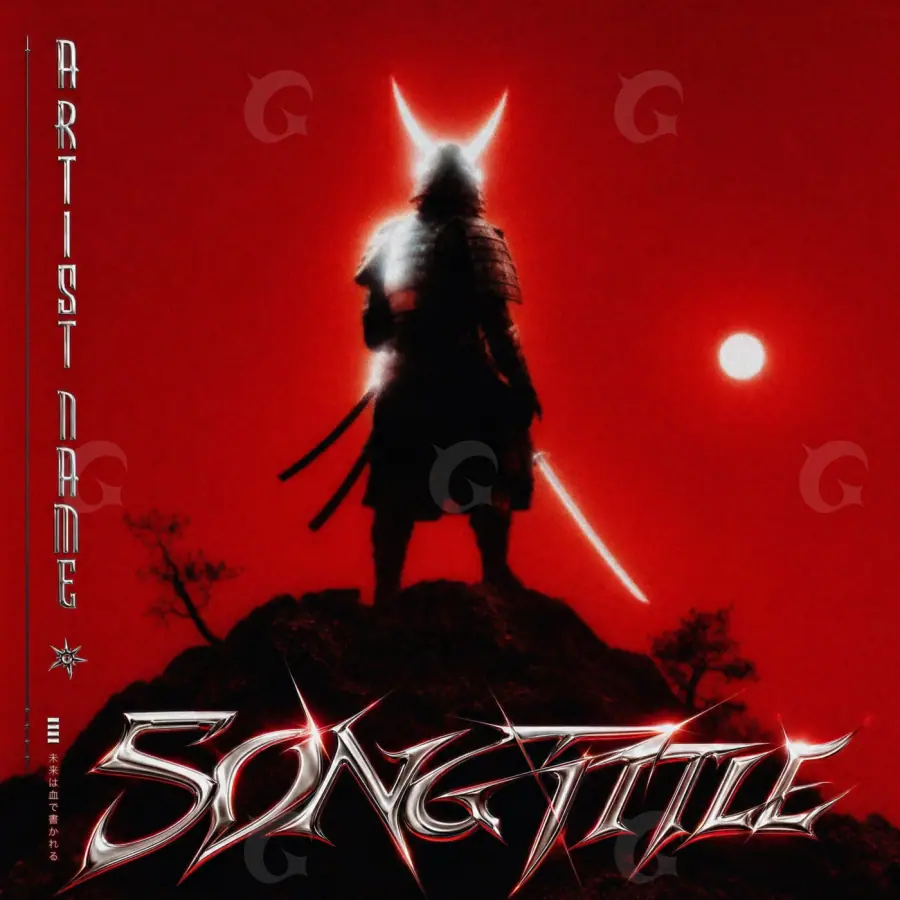 Готовая обложка для трека «Red Silhouette»: силуэт и парень; палитра — красная