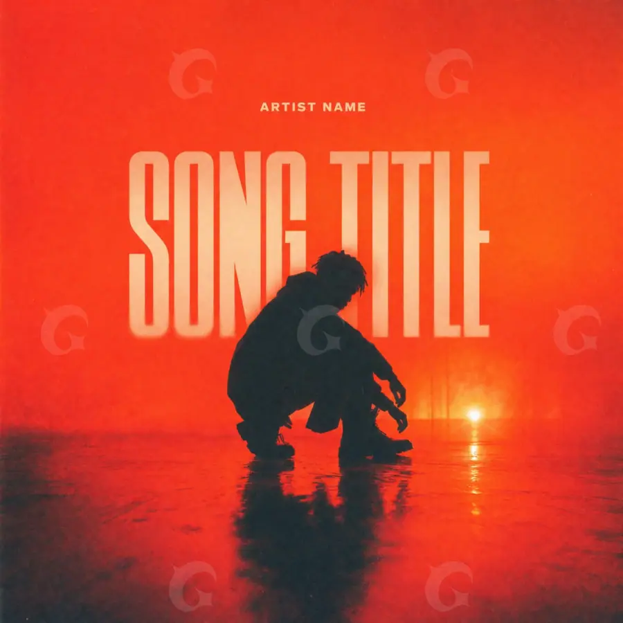 Premade cover art “Red Silhouette”: silhouette and man, red tones