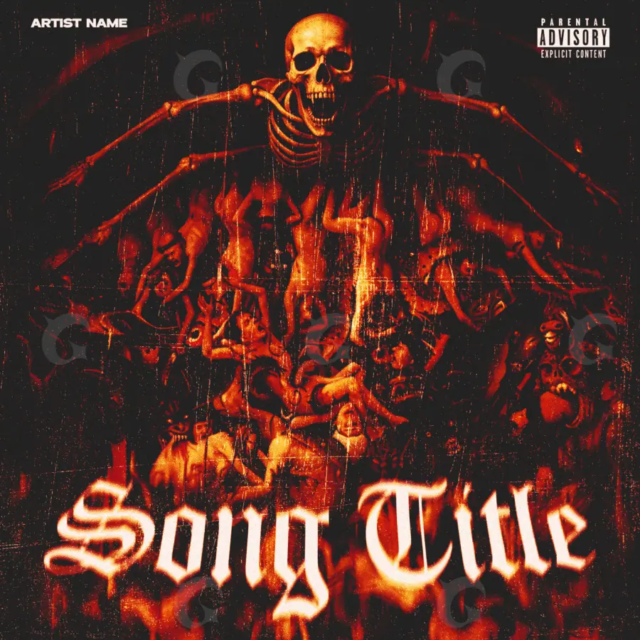 Arte de portada musical «Red Skeleton»: esqueleto; color rojo