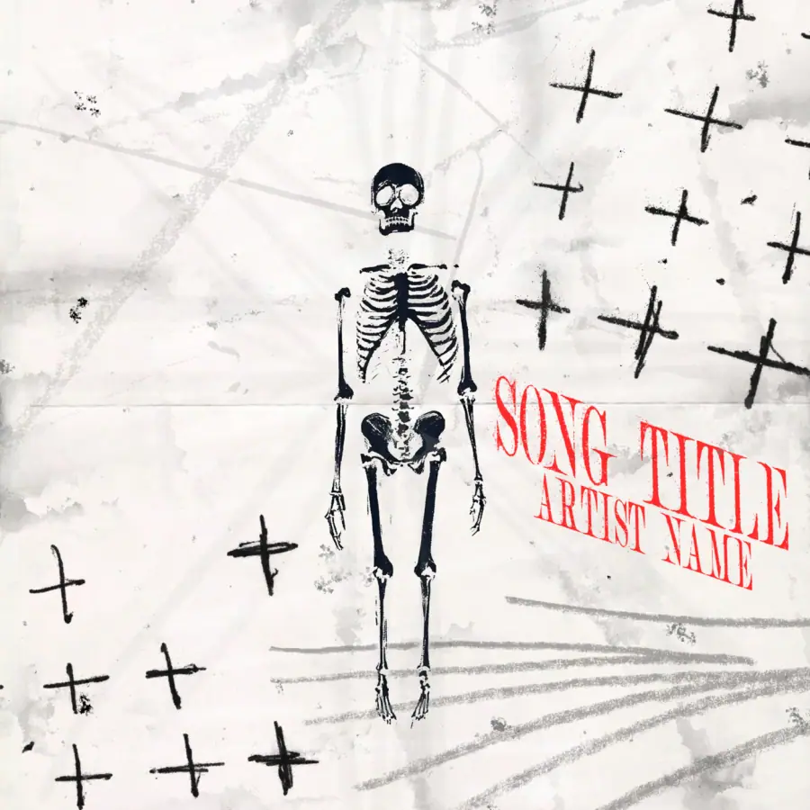 Premade cover art “Red Skeleton”: skeleton, red tones