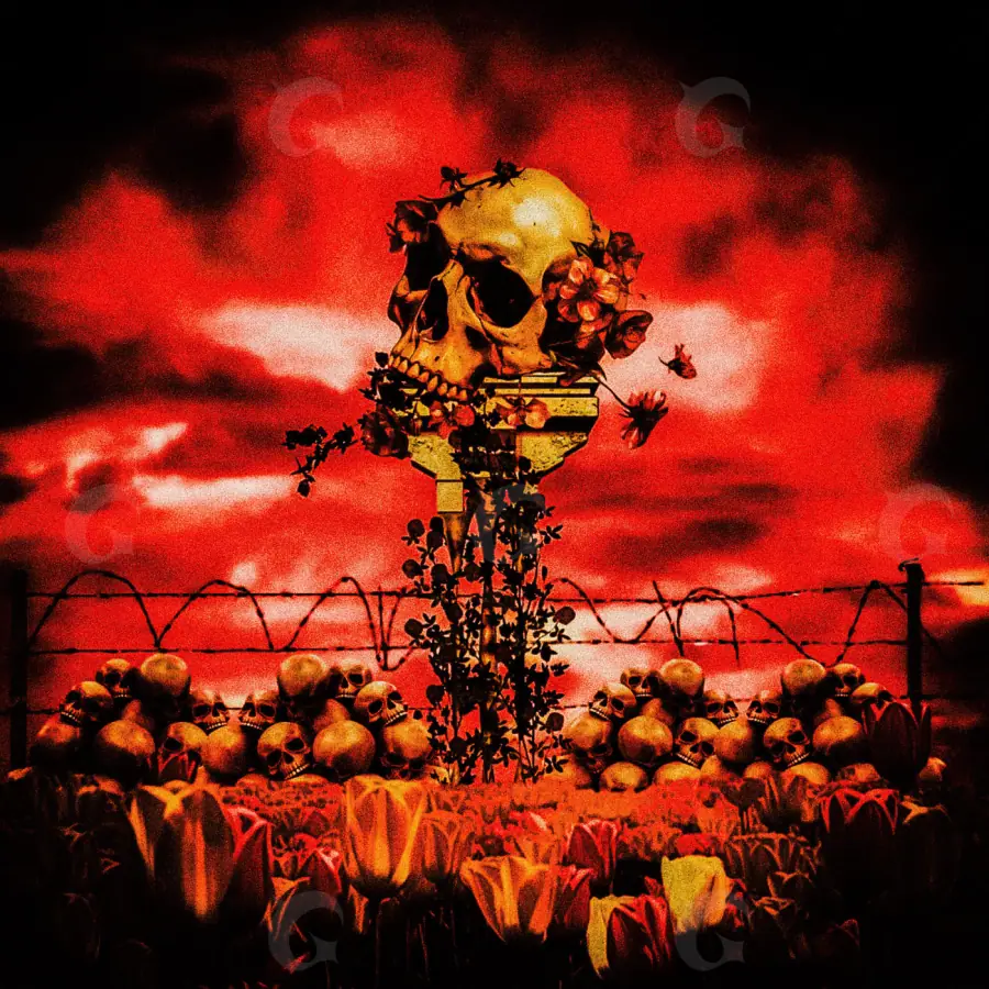 Обложка для альбома «Red Skull»: череп и облако; палитра — красная