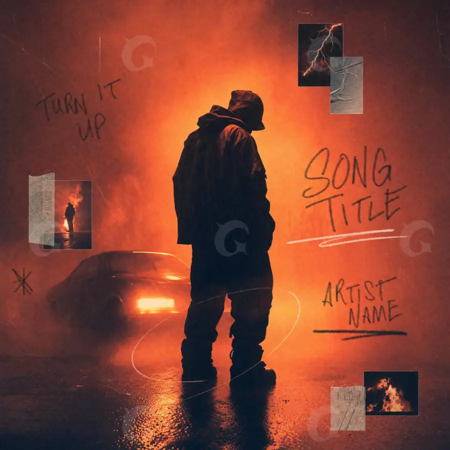 Music cover artwork “Red Street”: street and car, red tones