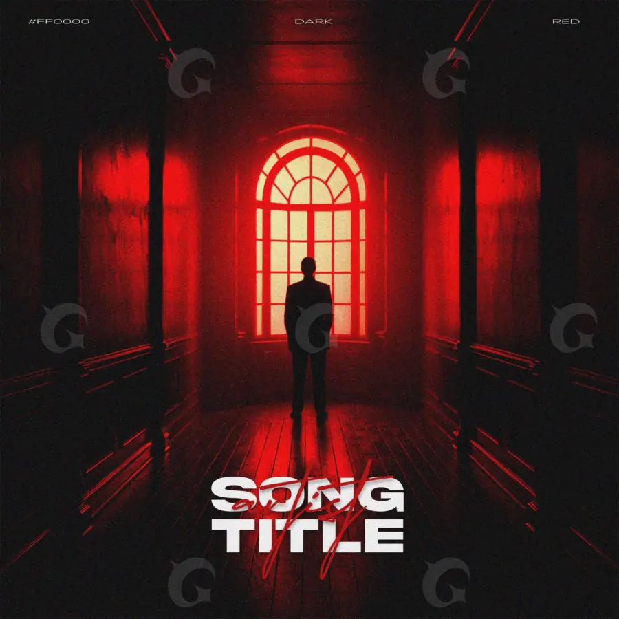 Готовая обложка для трека «Red Window»: окно и парень; палитра — красная