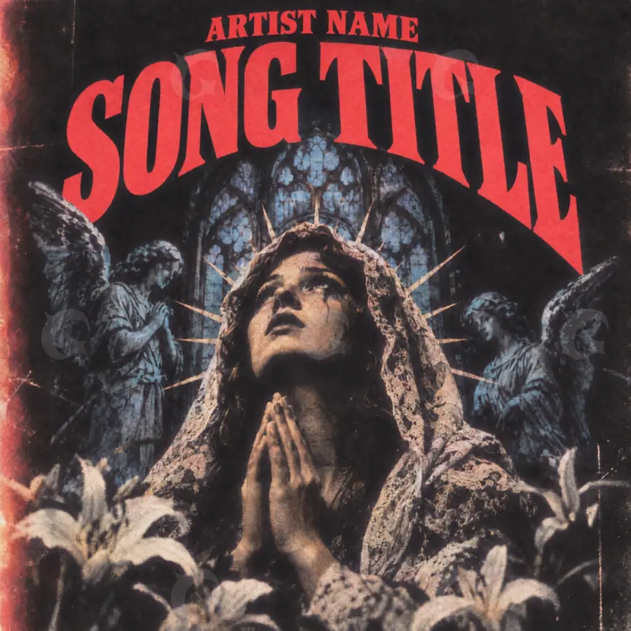 Premade cover art “Red Woman”: woman and angel, red tones