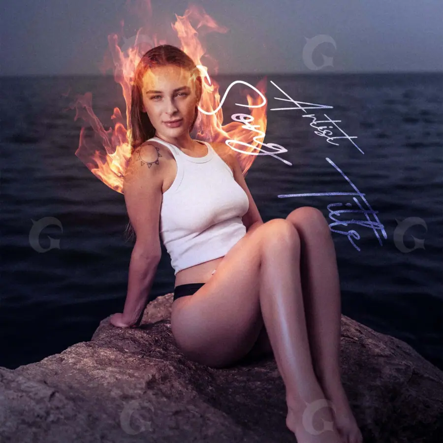 Обложка для альбома «Red Woman»: девушка и вода; палитра — красная