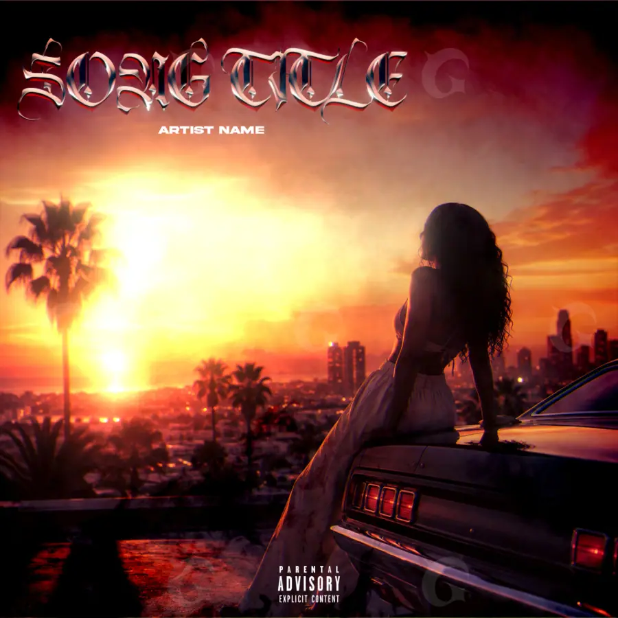 Music cover artwork “Red Woman”: woman and car, red tones