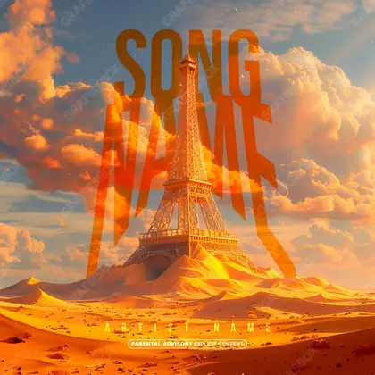 Portada de álbum prediseñada «Sandy» — una idea visual original sin equivalente cercano en el catálogo, en una gama naranja