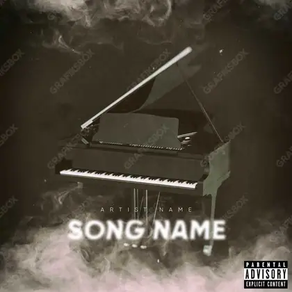 Premade album cover “The Piano” — a frame that refuses to sit in one category in a monochrome palette