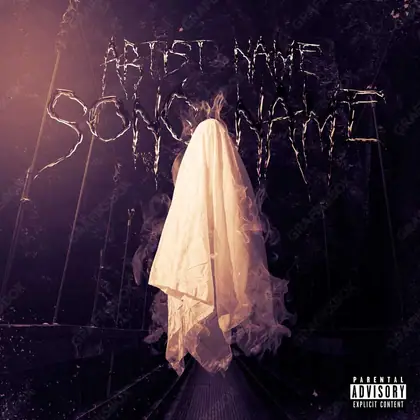 Portada de álbum prediseñada «Dark Side» — una escena nocturna de sombras profundas, en una gama roja