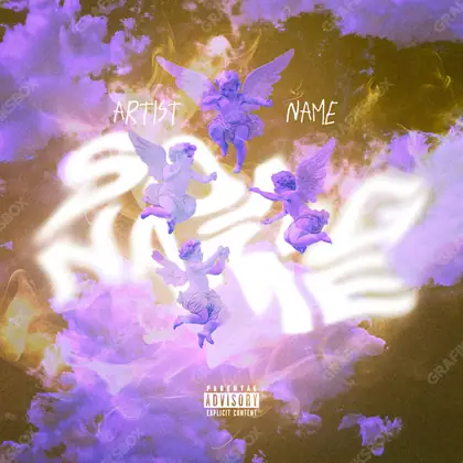 Portada de álbum prediseñada «Purple Cloud» — un paisaje con el horizonte abierto, en una gama violeta