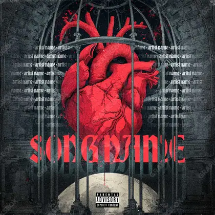 Portada de álbum prediseñada «Deprived» — un encuadre que no encaja en una sola categoría, en una gama roja