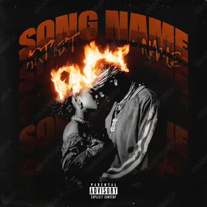 Portada de álbum prediseñada «Fire Couple» — una toma sobre una relación, sin lugares comunes, en matices anaranjados