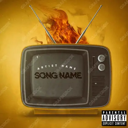 Portada de álbum prediseñada «Hot TV» — cables y máquinas, estética VHS y digital temprano, en una gama naranja