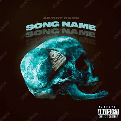Premade album cover “Blue Skull” — dark art with a heavy atmosphere in a blue palette