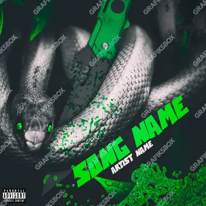 Premade album cover “Snake Boker” — harsh imagery in a low-key frame in a green palette
