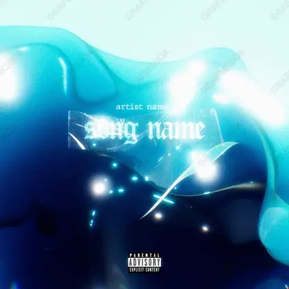 Portada de álbum prediseñada «Blue Wave» — gráfica abstracta sin objetos reconocibles, en una gama azul