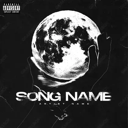 Premade album cover “Hand Moon” — a landscape with a wide, open horizon in a monochrome palette