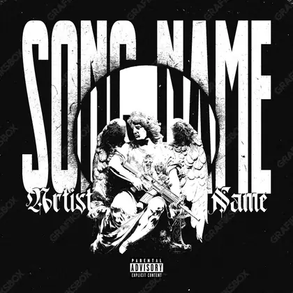 Portada de álbum prediseñada «Lone War» — una idea visual original sin equivalente cercano en el catálogo, en una gama en blanco y negro