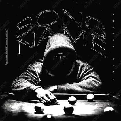 Portada de álbum prediseñada «Pool Game» — un encuadre que no encaja en una sola categoría, en una paleta monocroma