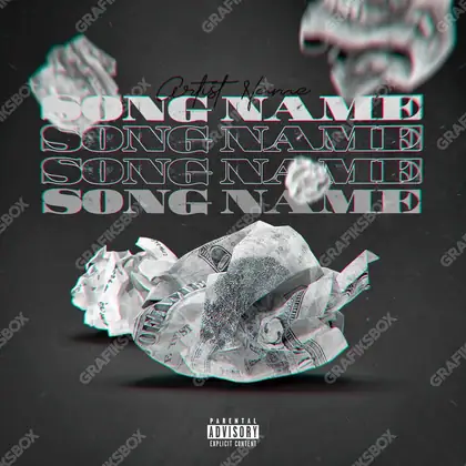 Portada de álbum prediseñada «Crumpled Cash» — un encuadre que no encaja en una sola categoría, en una gama en blanco y negro