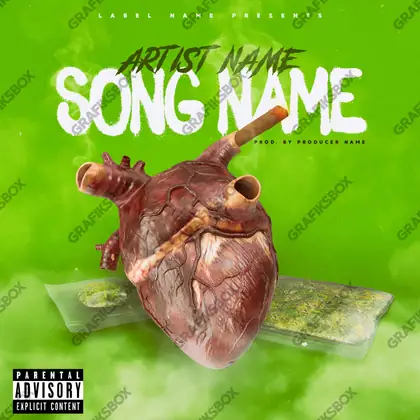 Portada de álbum prediseñada «Bong Heart» — una toma sobre una relación, sin lugares comunes, en matices verdes